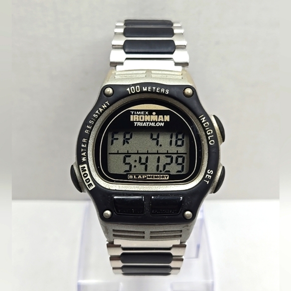 Vintage Timex Ironman Triathlon 8Lap Watch 1997 100M Digital Indiglo New Battery - Picture 1 of 10